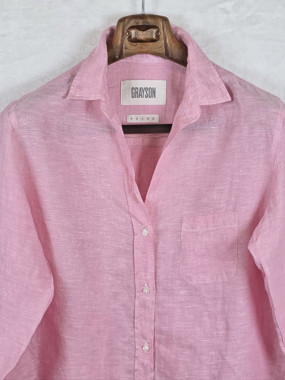 Grayson By Frank And Eileen The Hero 100% Linen Button Down Shirt Pink Sz 3/M - Picture 4 of 13